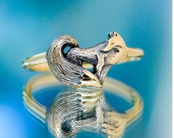 Author fox Ring, 925 Silver fox Ring, Slim elegant fox Ring, Trixer Ring