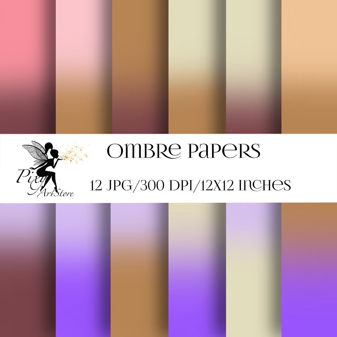 Ombre Paper.pdf Ombre Digital Papers -12 JPG Pack, Instant Download, Blue Ombre ...