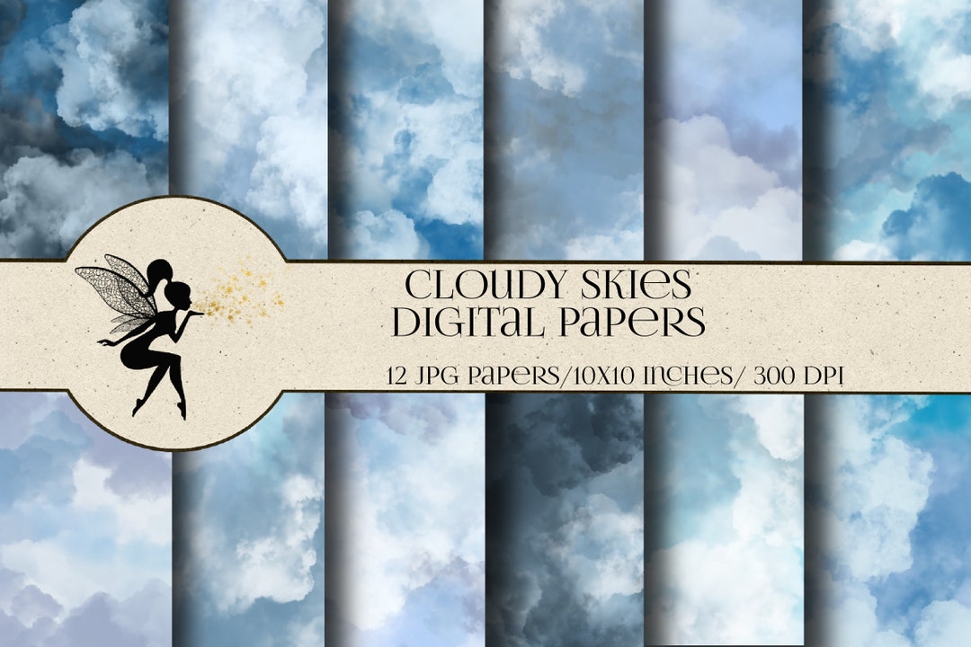 Cloudy Skies, Pastel Blue Clouds, Cloudy Skies Digital Papers, Clouds ...