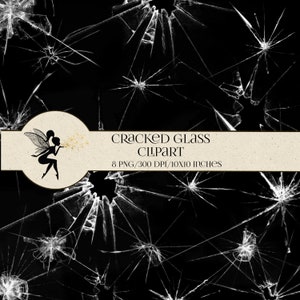 Bruchglas Clipart PNG, Bruchglas 8 PNG Elemente, weißes Rissglas, Sofort Download, zerbrochenes weißes Glas, Zerbrochenes Fenster