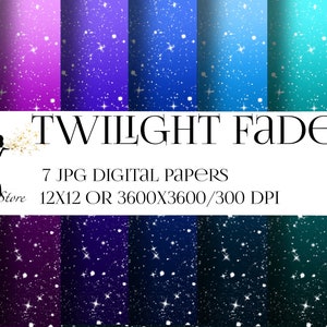 Twilight Fade Digitaal papier, Instant Download, Ombre Starry papier, Nachthemel Digitaal papier, Scrapbook Papier Achtergronden, Sterrennacht hemel