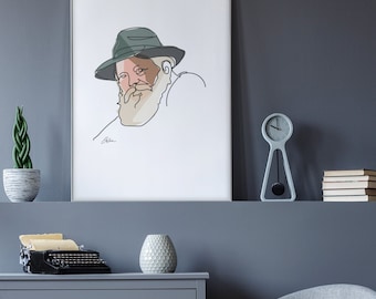Lubavitcher Rebbe Art Print, Chabad Rebbe Portrait Wall Art, Menachem Mendel Schneerson Judaica Poster, Modern Jewish Home Decor Gift