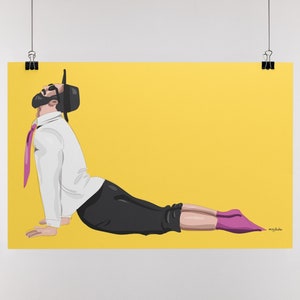 Daily Jew Yoga, funy poster, Jewish Wall Art, Jewish Orthodox Illustrated Art Print, Unframed Poster, Judaica Decor, Modern Jewish Home