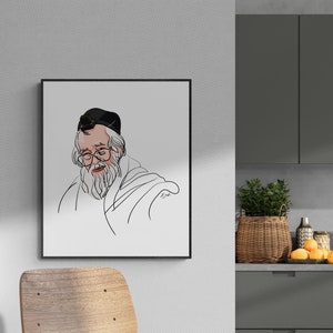 Jewish Unframed Poster, Rav Shach Portrait Art Print, Clean Illustrated Wall Art, Judaica Home Decor, Jewish Grandparent Gift, Esti