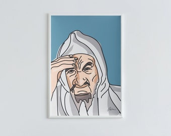 Baba Sali Art Print, Rabbi Israel Abuhatzeira Portrait, Moroccan Sephardic Judaica Wall Art, Modern Jewish Home Decor Gift