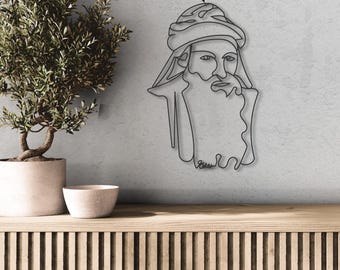 Judaica metal wall decor -  Rabbi Yossef Karo Metal Portrait – Modern Jewish Art –  Spiritual Rabbi Artwork - Jewish Housewarming Gift