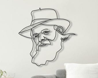 Lubavitcher Rebbe Metal Portrait – Original Rabbi Metal Line Art – Judaica Metal Wall Art – Jewish Wall Decor – Modern Chabad Art