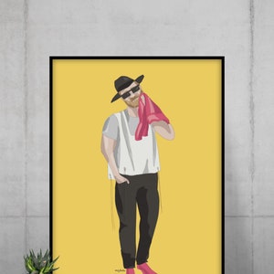 Daily Jew Drying off fun poster, Jewish Wall Art, Jewish Orthodox Illustrated Art Print, Unframed Poster, Judaica Decor, Modern Jewish Home