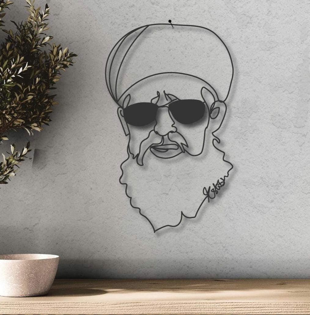 Rav Ovadia Yosef Metal Wall Art–Contemporary Judaica– Minimalist Laser Cut Portrait – Modern Elegant Jewish Decor - Spiritual Home Art