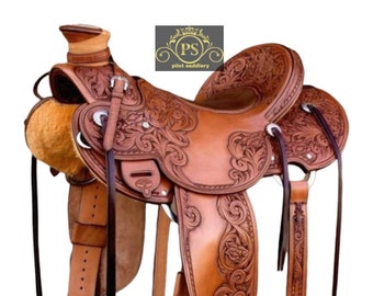 Western Barrel Horse Saddle with Matching Tack Set (Head Stall, Brest Collar & Reins) and Free Shipping