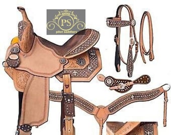 Handmade Western Leather Barrel Racing Pleasure Trail Horse Saddle & tack. Size(10” to 18” Inch) seat. (..Read Description For More Info..)