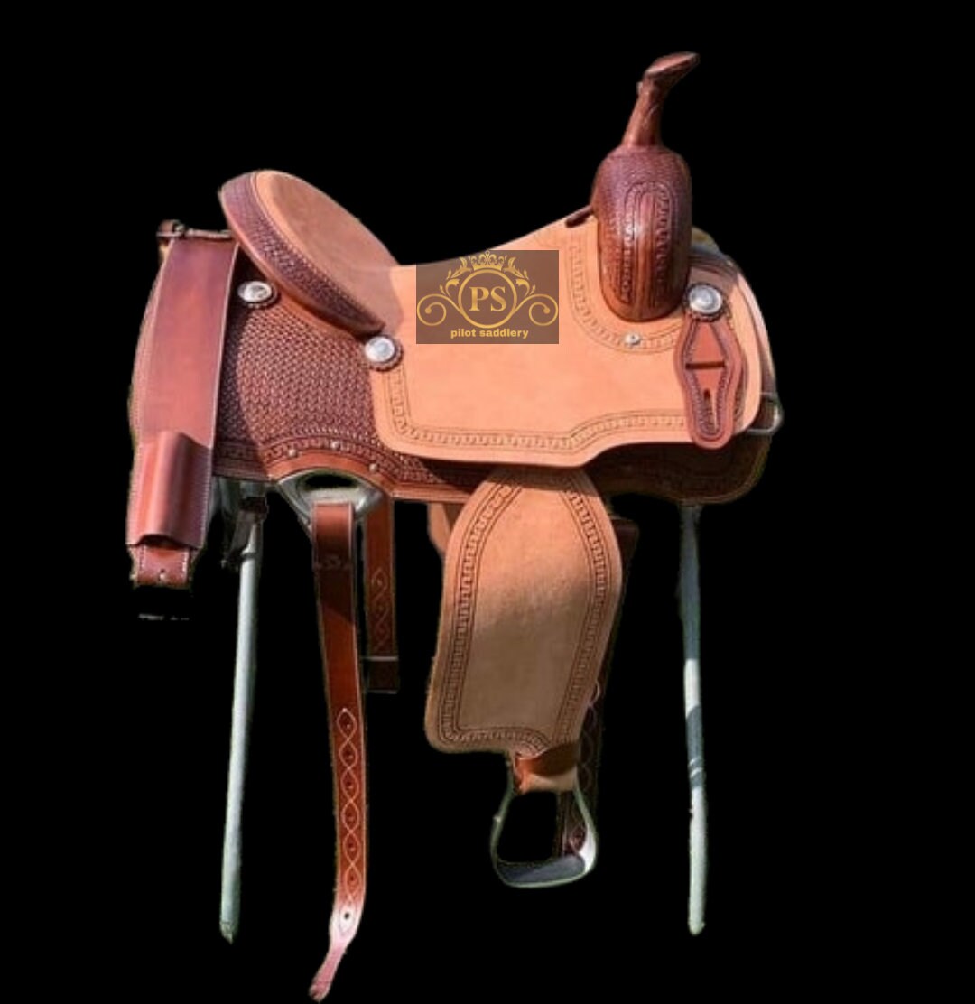 Sella Western In Pelle Per Barrel Racing | Completa Di Testiera, Pettorale E Redini | Taglia 18 Pollici - Foto 13