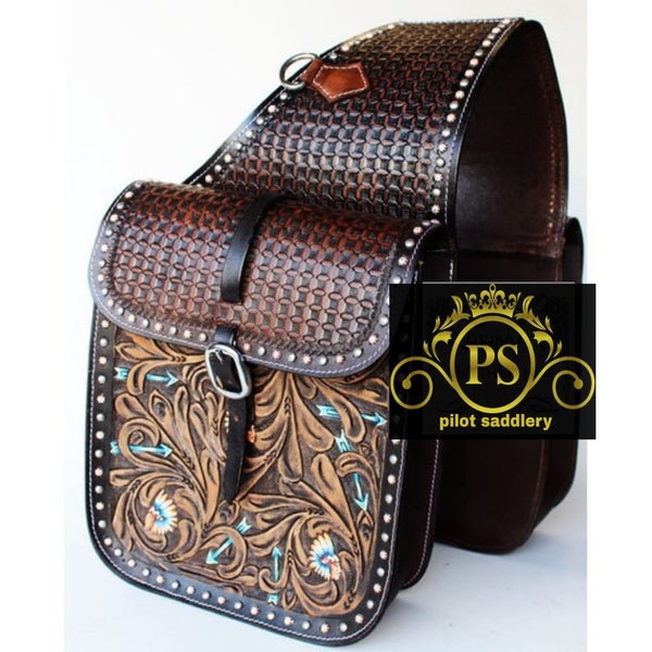 Handmade Rivet Solid Durable Leather Saddle Bag main image 1