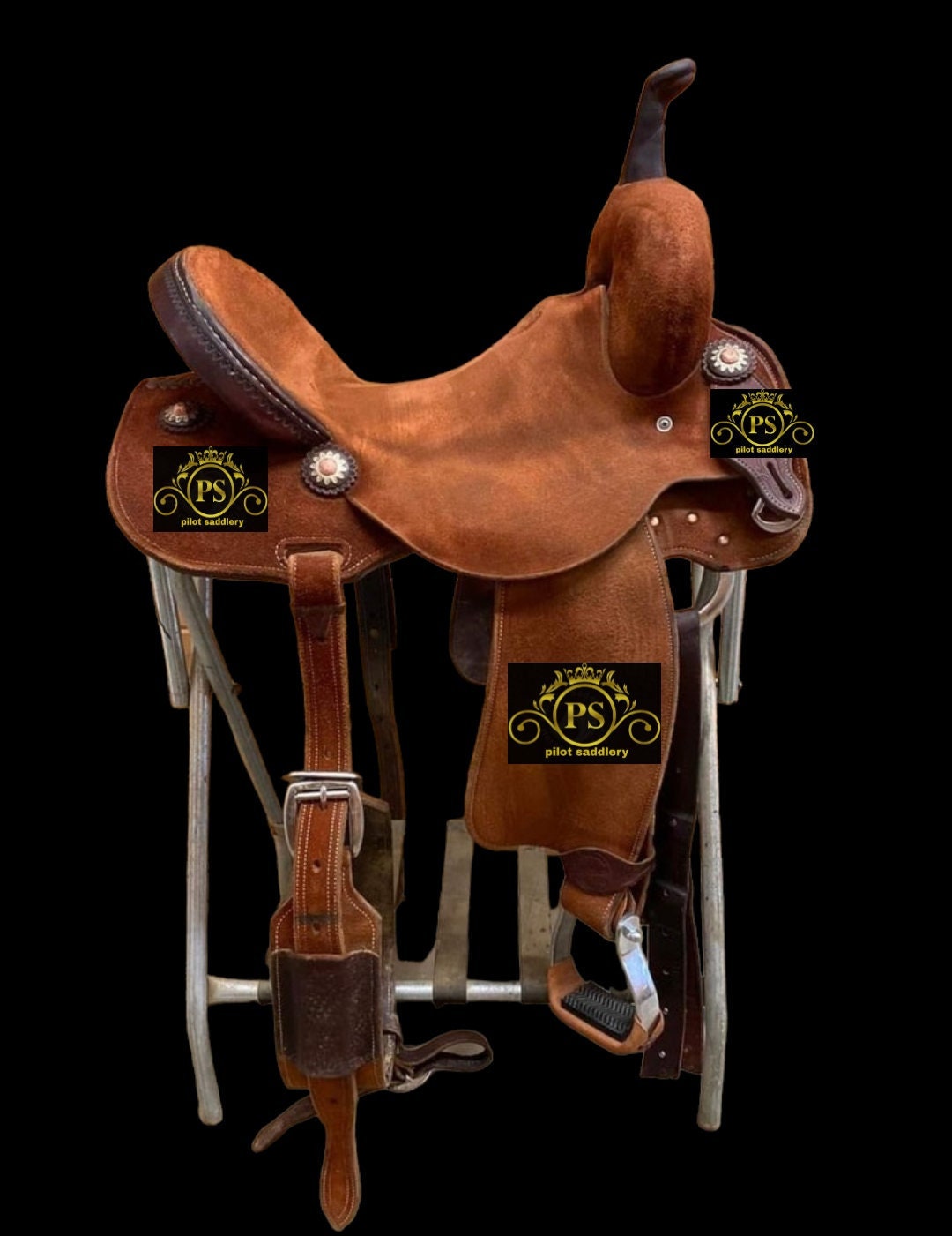 Echtes Leder Western Barrel Racing Pferdes Attel Tack Mit Passenden Heads Tall B