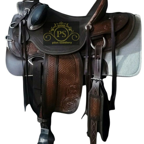 A Fork Premium Western Leather Wade Tree Roping Ranch Horse Saddles 10-18