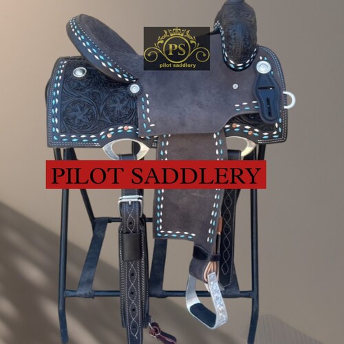 Selle Western Barrel Racing En Cuir – Taille 18 Pouces – Avec Jeu D'attache