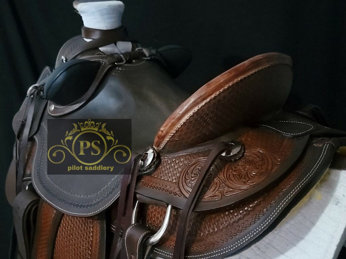 ME Enterprises Wade Tree A Fork Premium Western Leather Roping Ranch Work Horse Saddle, Size 14″ to 18″ Inches Seat (15.5″ Inches Seat) | Horse Tack Depot