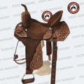 Western Barrel Racing Pleasure Trail Deep Seat Premium Leather Horse Saddle with Matching Headstall, Breastplate, Reins & Back Cinch. product logo