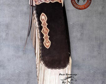 Custom Handmade Western Chinks Suede Leather Floral Tooled Chaps for Kids Adult Men Women Unisex All Size Free Shipping