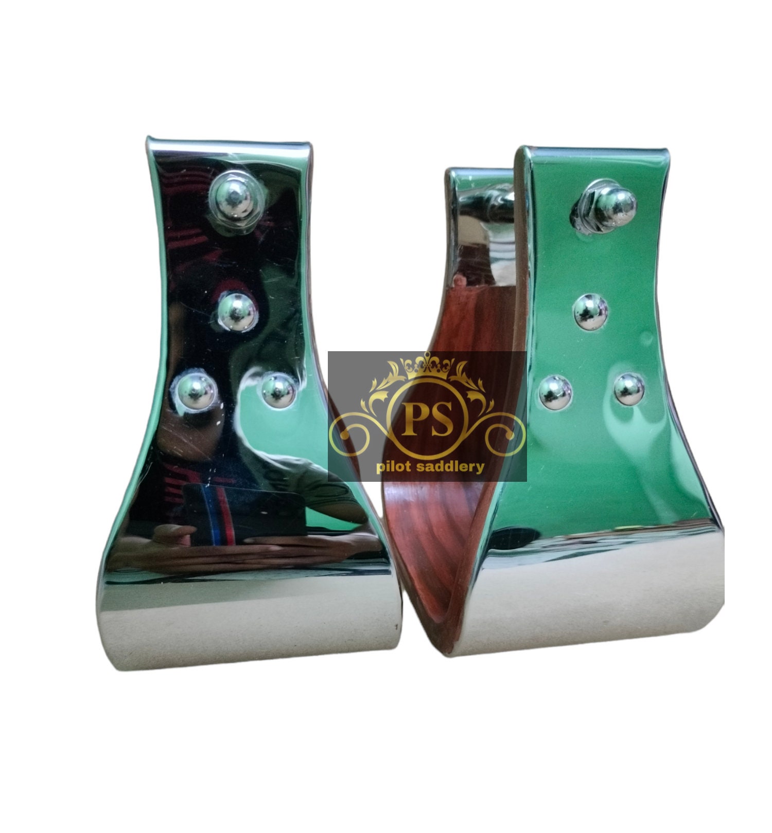 thumbnail image 2 of Pair Of Western Bell Stirrups - Wood With Stainless Steel Cover, Great For Trail Riding & Roping 2 of 11