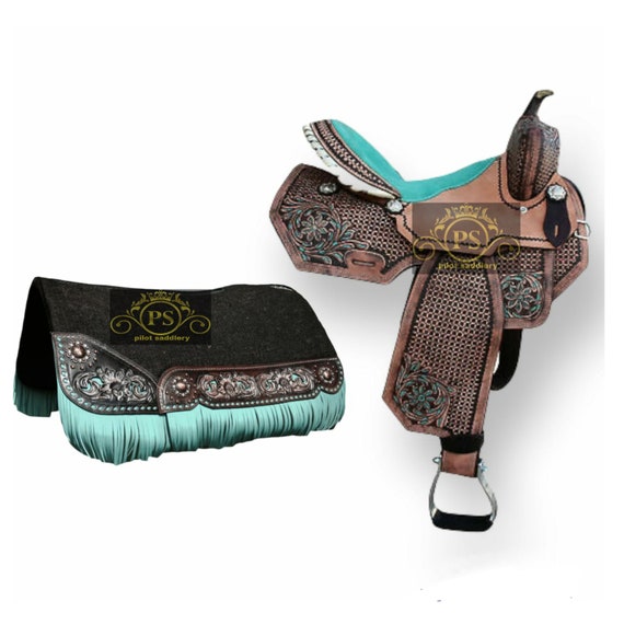 New Style Western Barrel Horse Saddle Tack With Matching Headstall Breast Collar Saddle Pad Size 10 to 18 Inches Seat. Etsy Canada