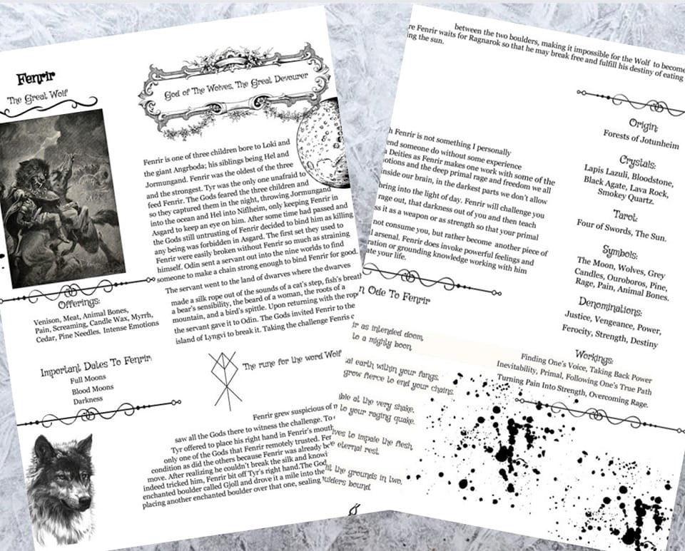 Printable Fenrir BOS Page, Book of Shadows Printable Page, BOS Fenrir ...