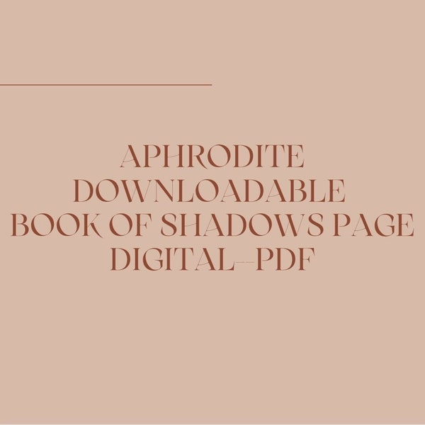 Aphrodite Deity Page, Aphrodite Printable BOS Page, Aphrodite Deity Book of Shadows Page,Aphrodite Deity Info,Greek Mythology Printable Page