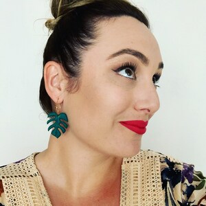 Monstera hoop earrings