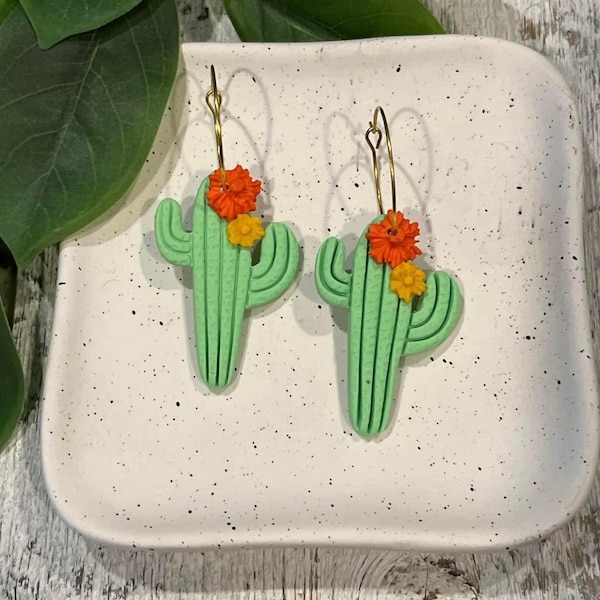 cactus hoop earrings