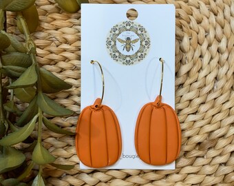 Harvest pumpkin hoop earrings