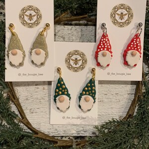 Christmas gnome clay earrings