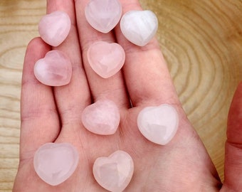 Rose quartz mini crystal hearts | Small pocket stone | Self love gemstone for meditation and healing | Valentine's day gift idea