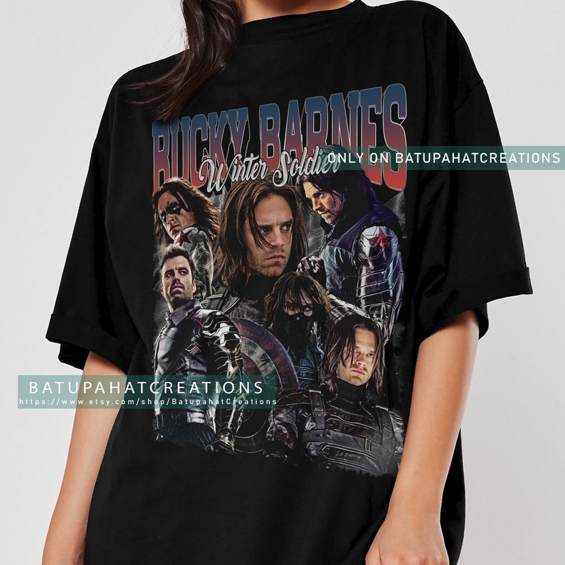 Bucky Barnes Shirt Winter Soldier tee The Falcon And The Winter Soldier Tshirt Comic Vintage Graphic T Shirt Movie Unisex Crewneck PTR2 