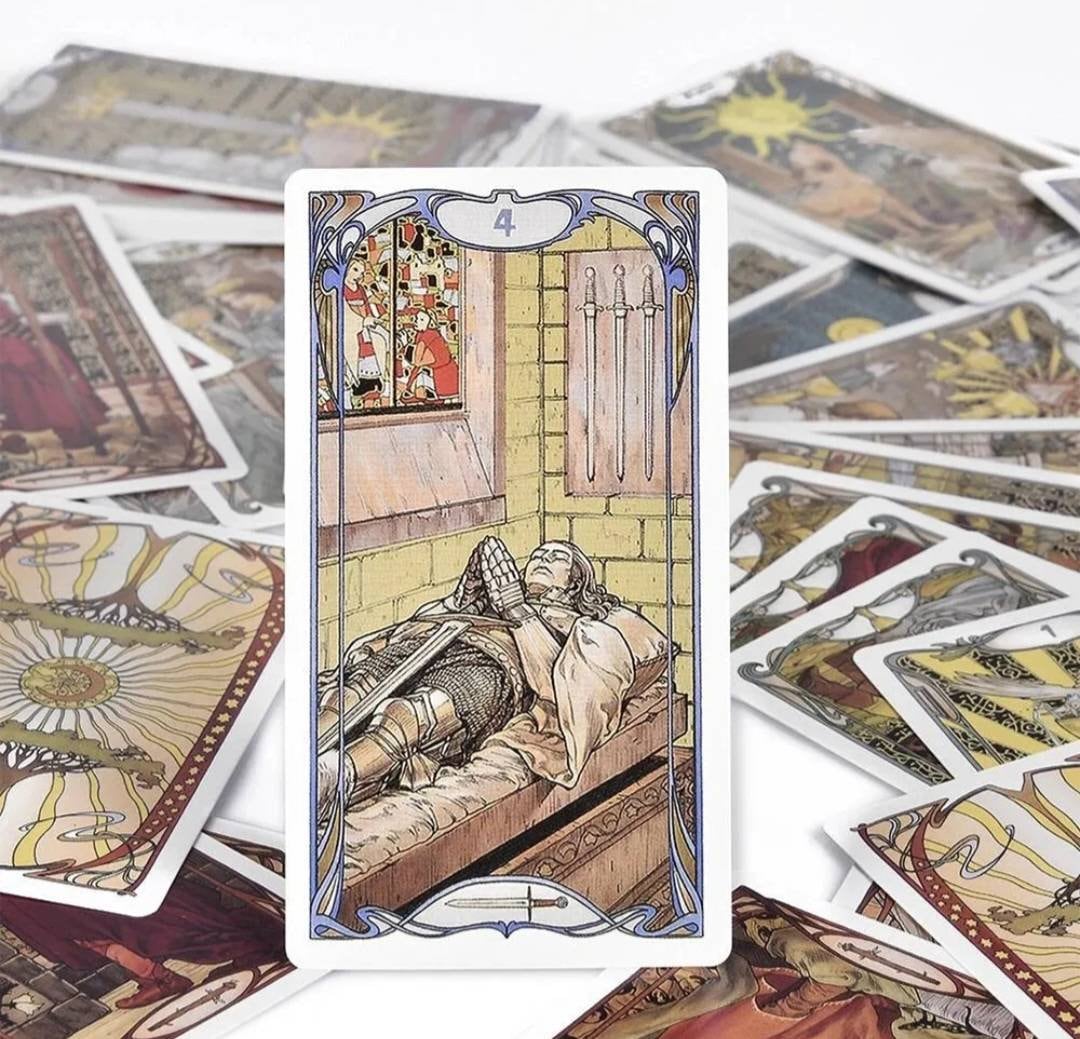 Golden Art Nouveau Tarot Cards Deck Oracle Cards Etsy UK