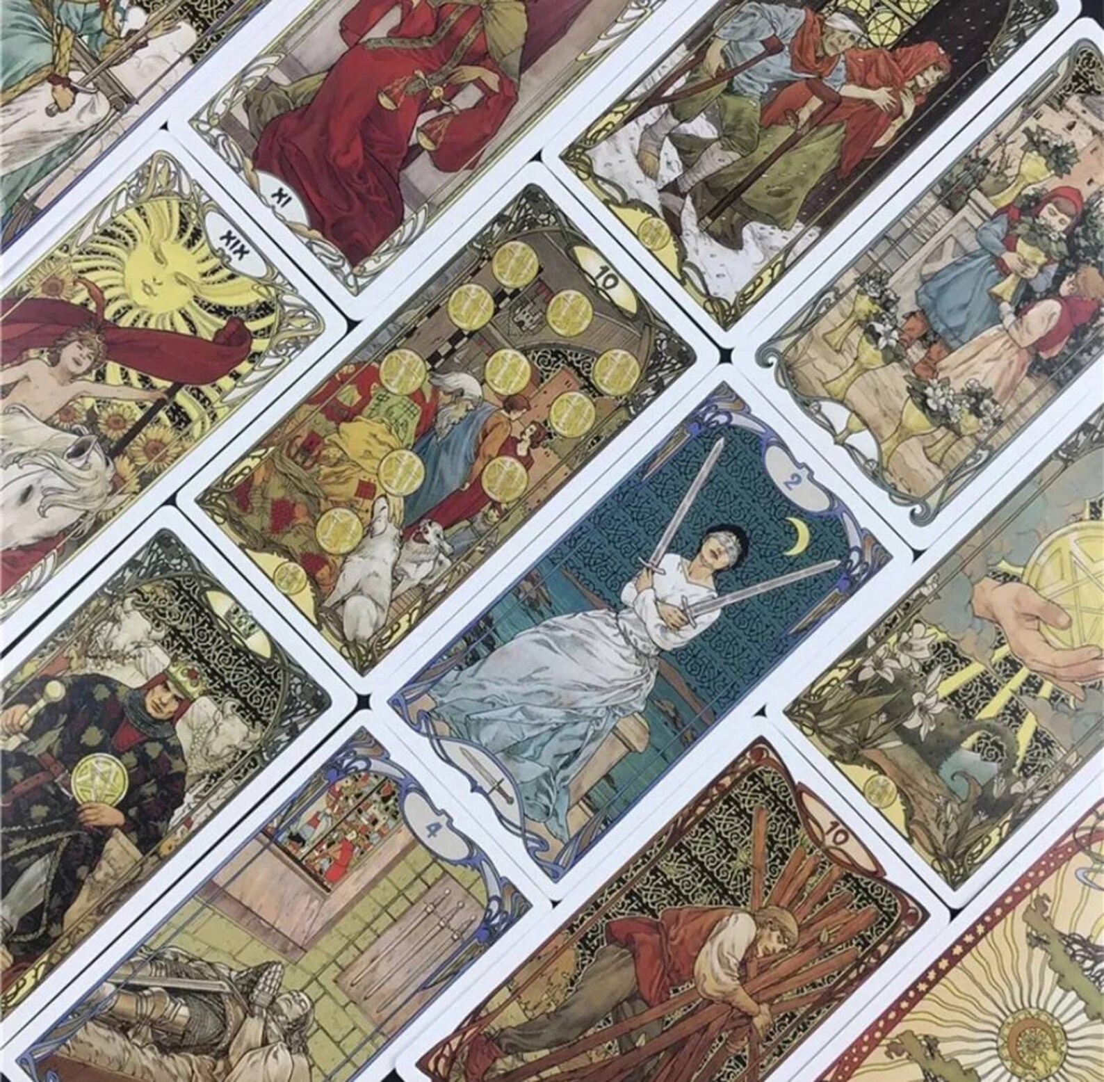 Golden Art Nouveau Tarot Cards in Metal Box. Tarot Deck. the Etsy UK