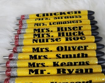 Teacher Pencil Glitter Epoxy Pens