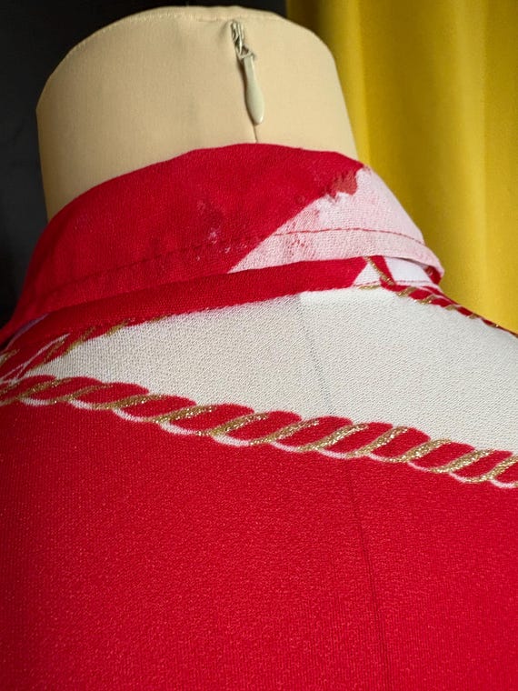 red,white,gold button up with abalone buttons - image 3