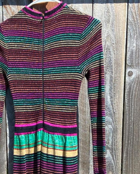 Roncelli 1970s Vintage Striped Rainbow Metallic L… - image 3