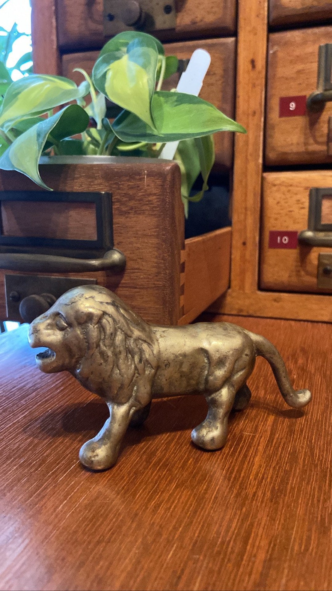 Vintage Brass Lion Figurine - Etsy