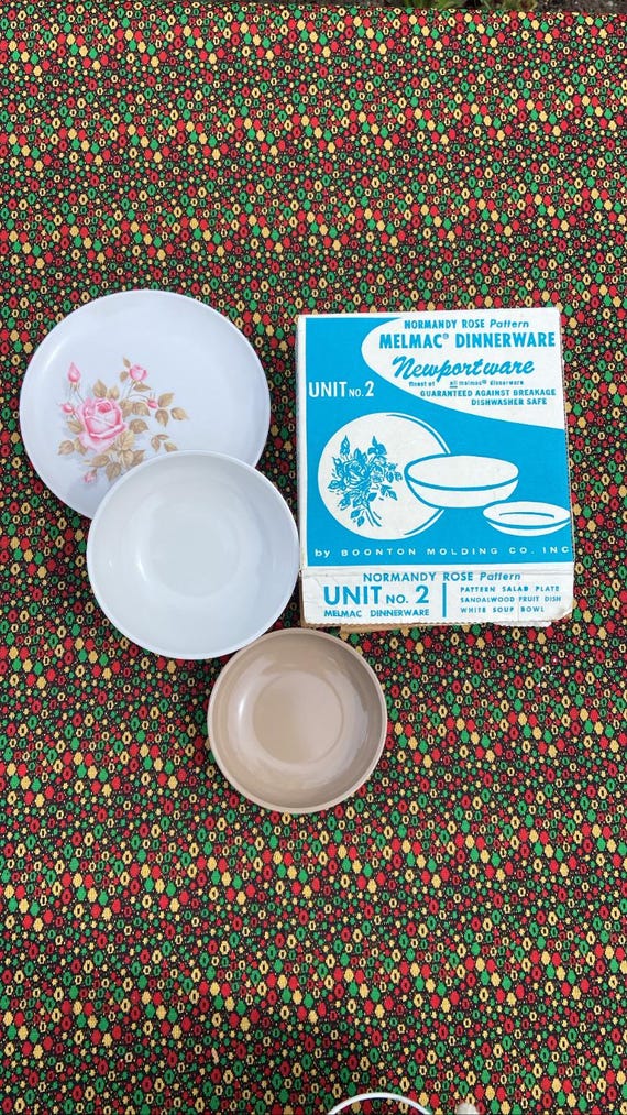 Melmac Dinnerware Set, Normandy Rose Pattern