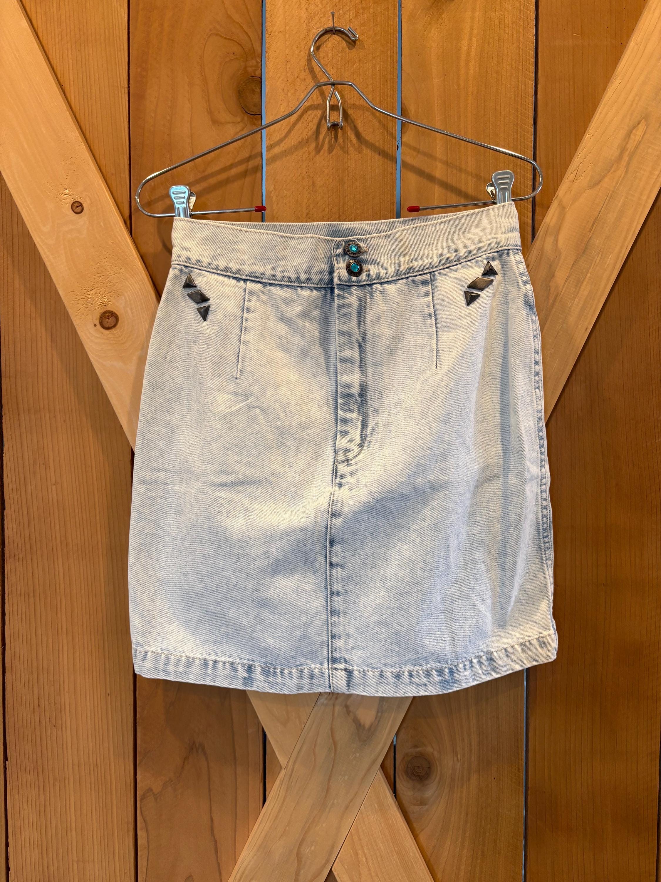 Studded Denim Mini Skirt - Etsy