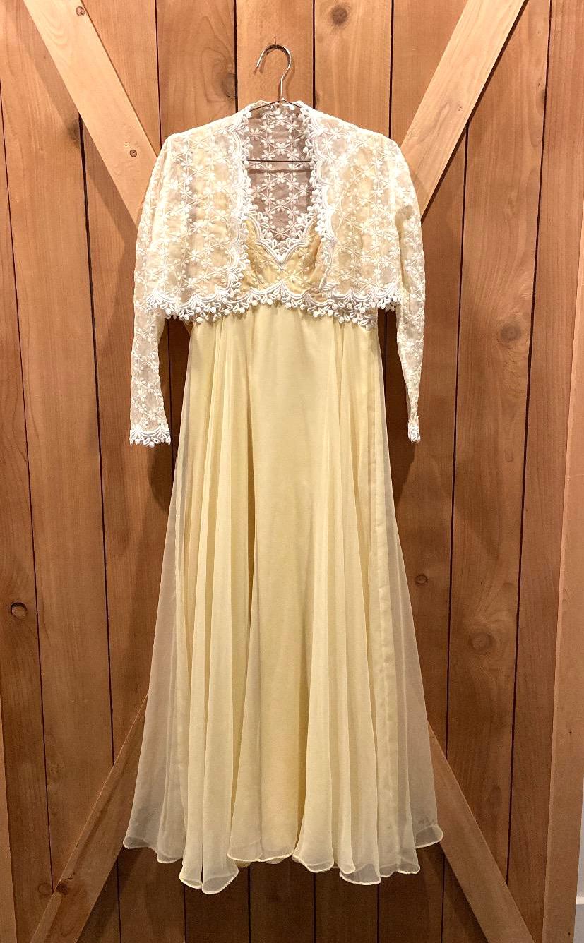 70s yellow dress and short coat
