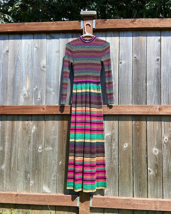 Roncelli 1970s Vintage Striped Rainbow Metallic L… - image 1