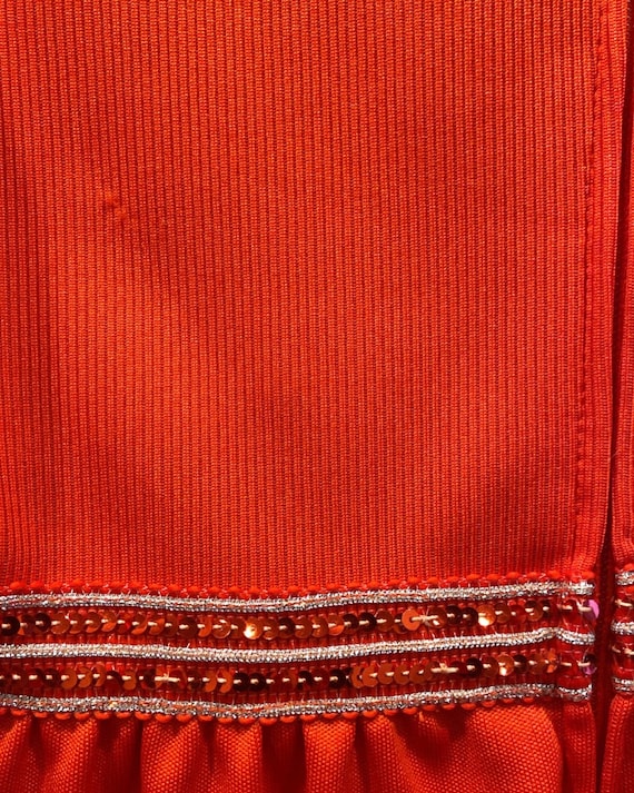 Vintage red 70s dress, sequin detail - image 5