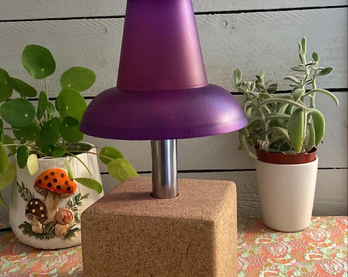 Purple Thumbtack Lamp With Cork Square Base. Etsy