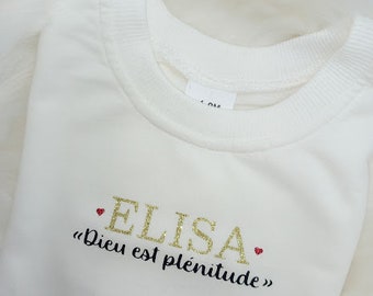 Sweat bébé personnalisé signification prénom - Idée cadeau naissance - sweat-shirt bébé - Vêtement enfant - cadeau enfant