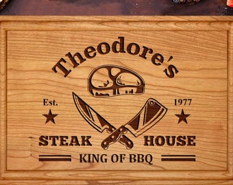 Custom King of BBQ Engraved Walnut Father's Day BBQ Cutting Board Gift