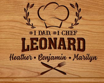 Personalized Cutting Board – Chef Dad Custom Engraved Walnut BBQ & Kitchen Gift for Dad
