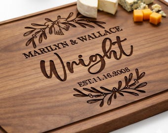 Personalized Walnut Cutting Engraved Board, Wedding Newlywed Gifts, bridal shower
