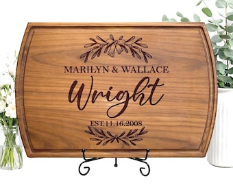 Personalized Hardwood Cutting Board | Engraved Family Name Bridal Shower Gift